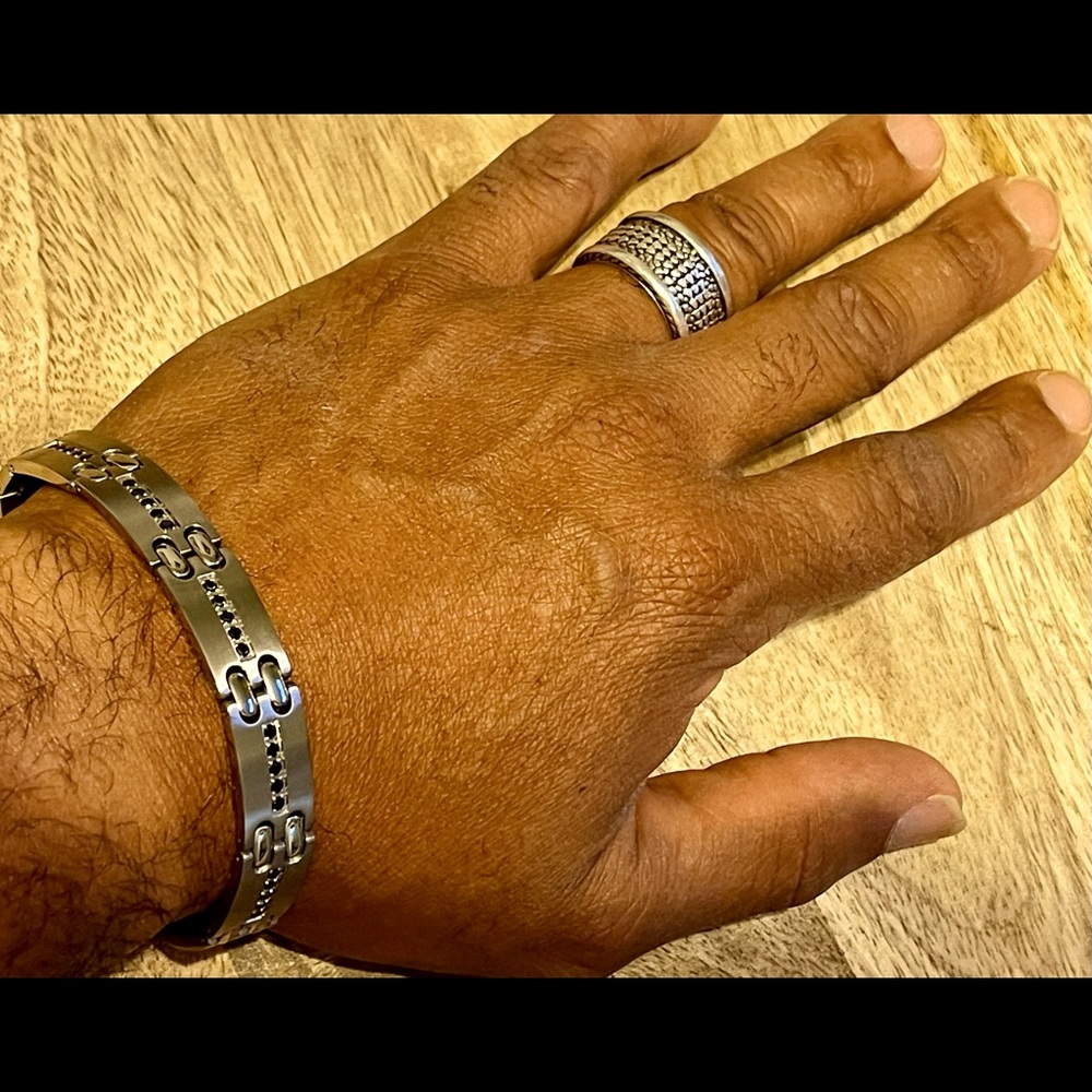 Stainless Steel Silver & Black Bracelet
